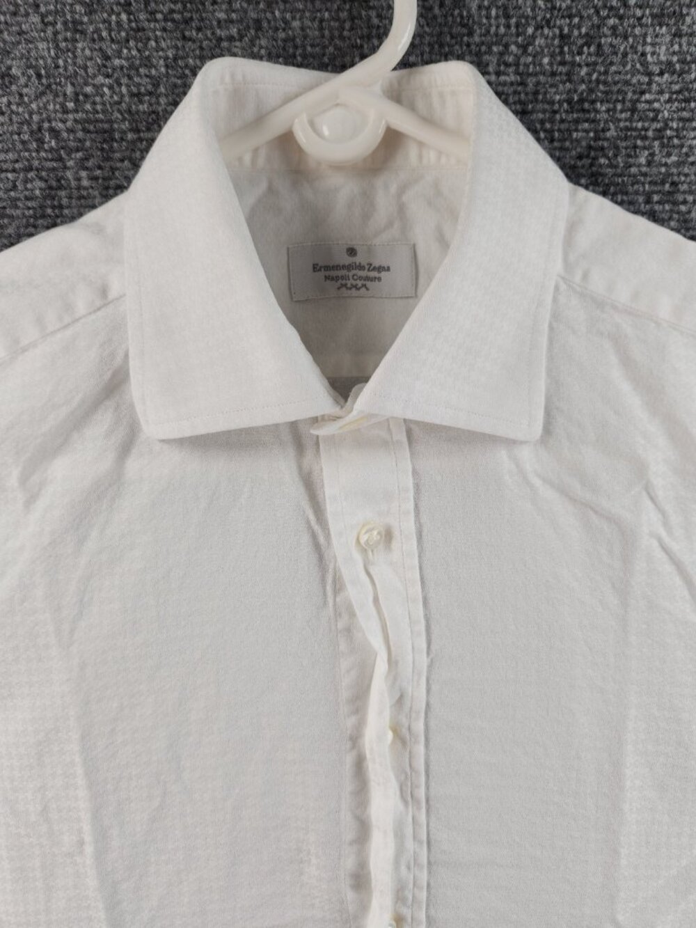 Ermenegildo Zegna Geometric White 15 Cotton Button Up Napoli Couture Button Up